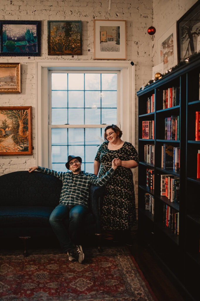 bookstore engagement session